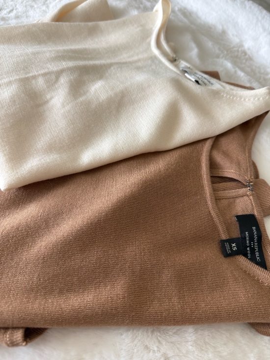 Banana Republic Sweaters - Two Banana Republic Women's Cream & Brown Merino Wool Sweaters- 2 items!